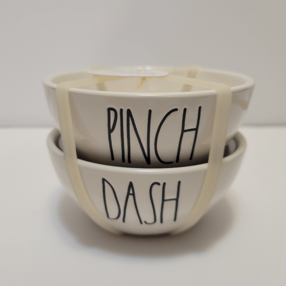 Rae Dunn PINCH & DASH Mini Bowls Approx 4" In Length and 2" High NWOT White